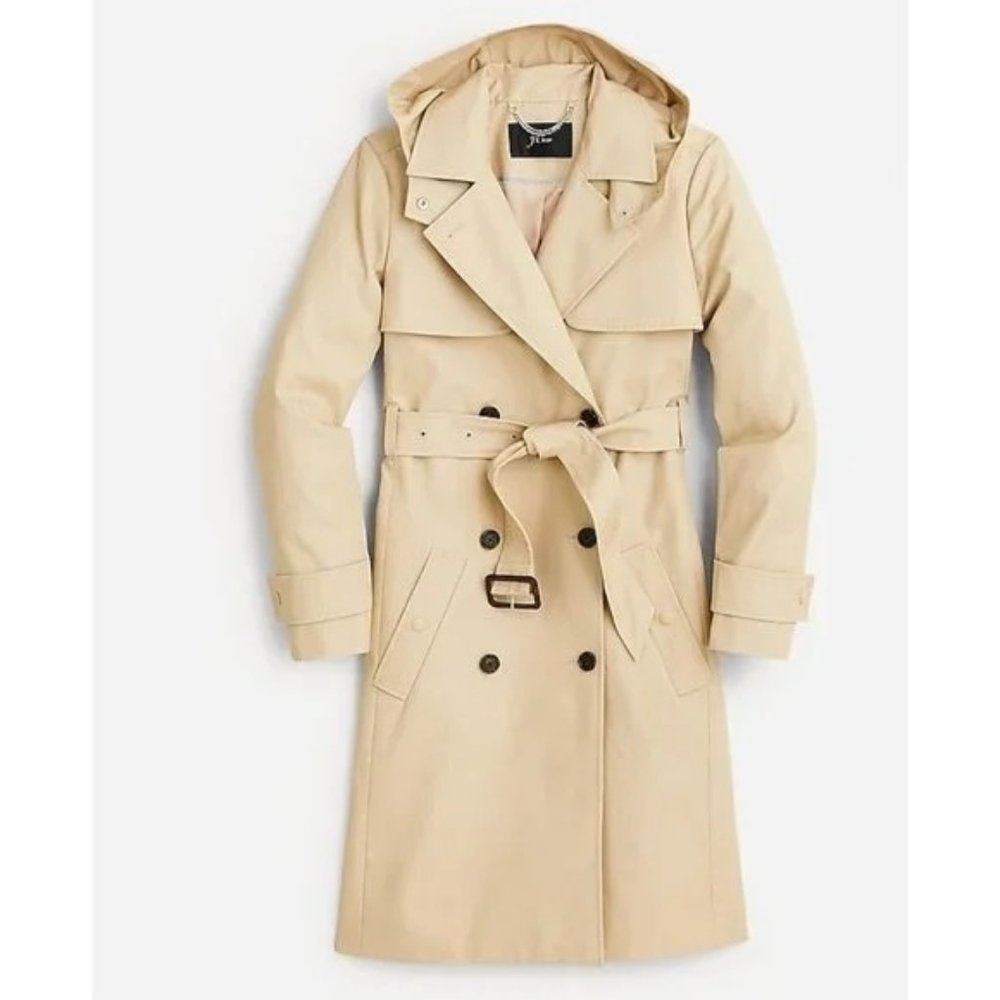 NWT J.Crew Womens Petite New Icon Trench Coat Vintage Khaki Size P2 BF458